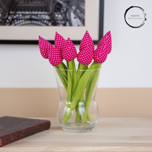 Textil tulipán pink/fehér