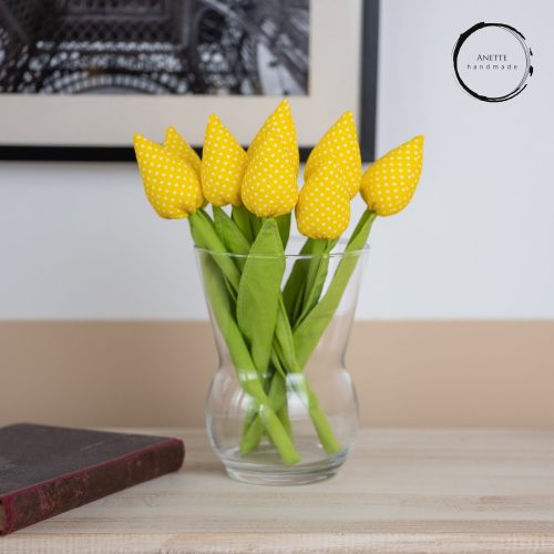 Textil tulipán sárga/fehér