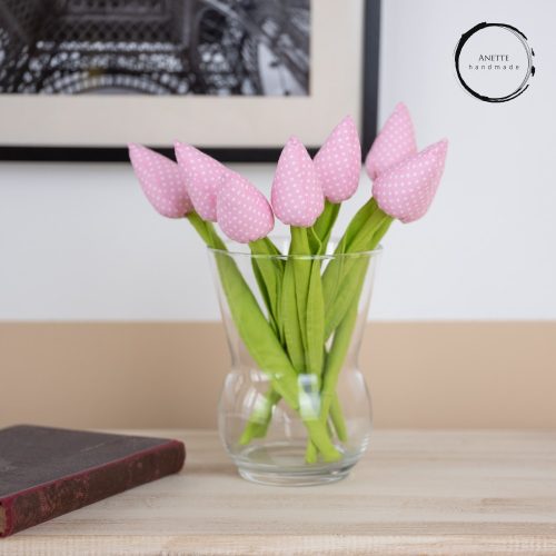 Textil tulipán rózsaszín/fehér