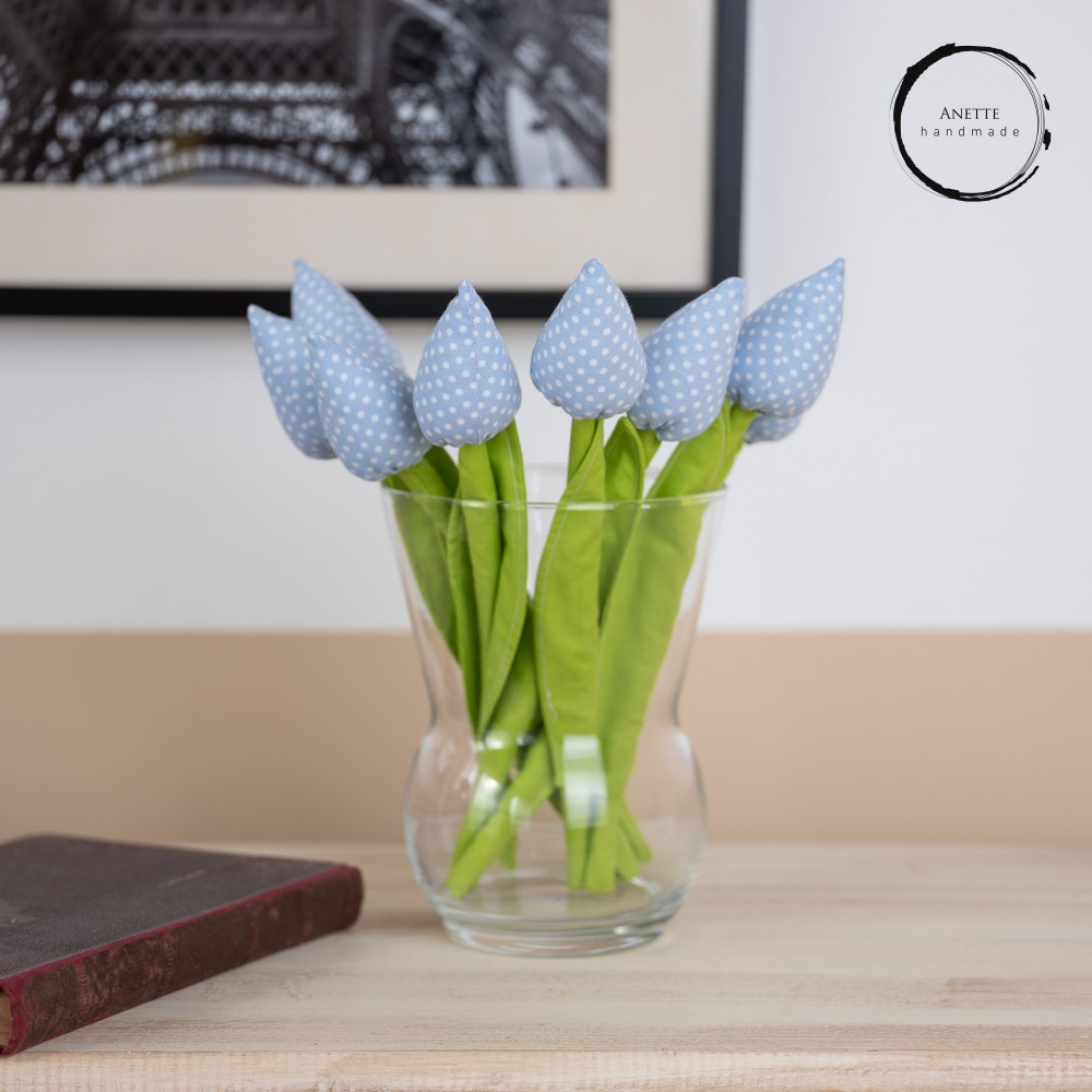 Textil tulipán kék/fehér